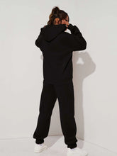 Letter Graphic Drawstring Hoodie & Sweatpants
